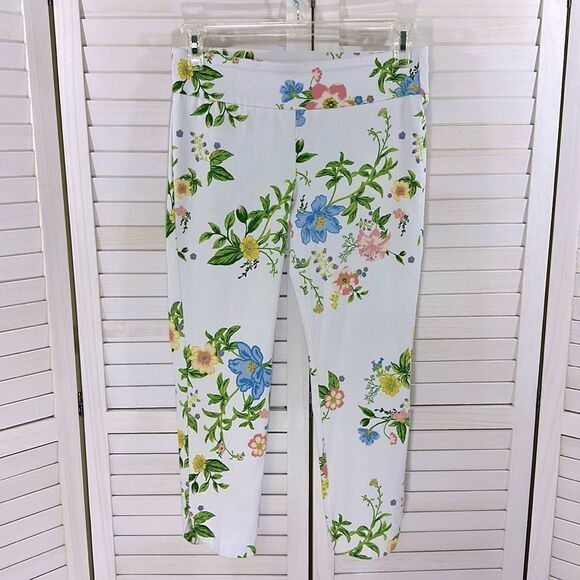 Zac & Rachel Pants Pull On 8P Floral Stretch Ankle - Picture 3 of 12